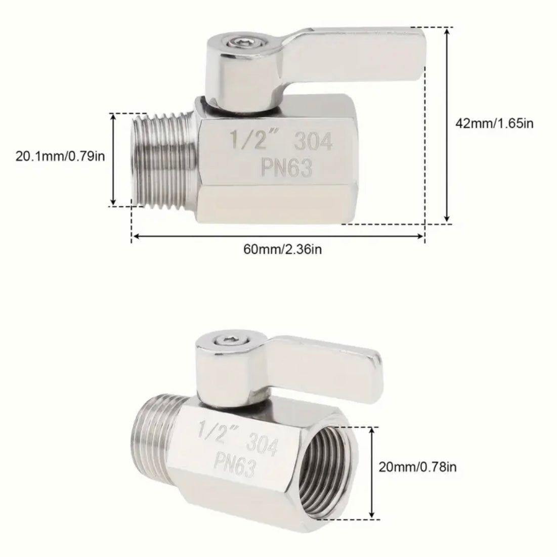 Edelstahl Hahn 1/2 Zoll für Eisbad