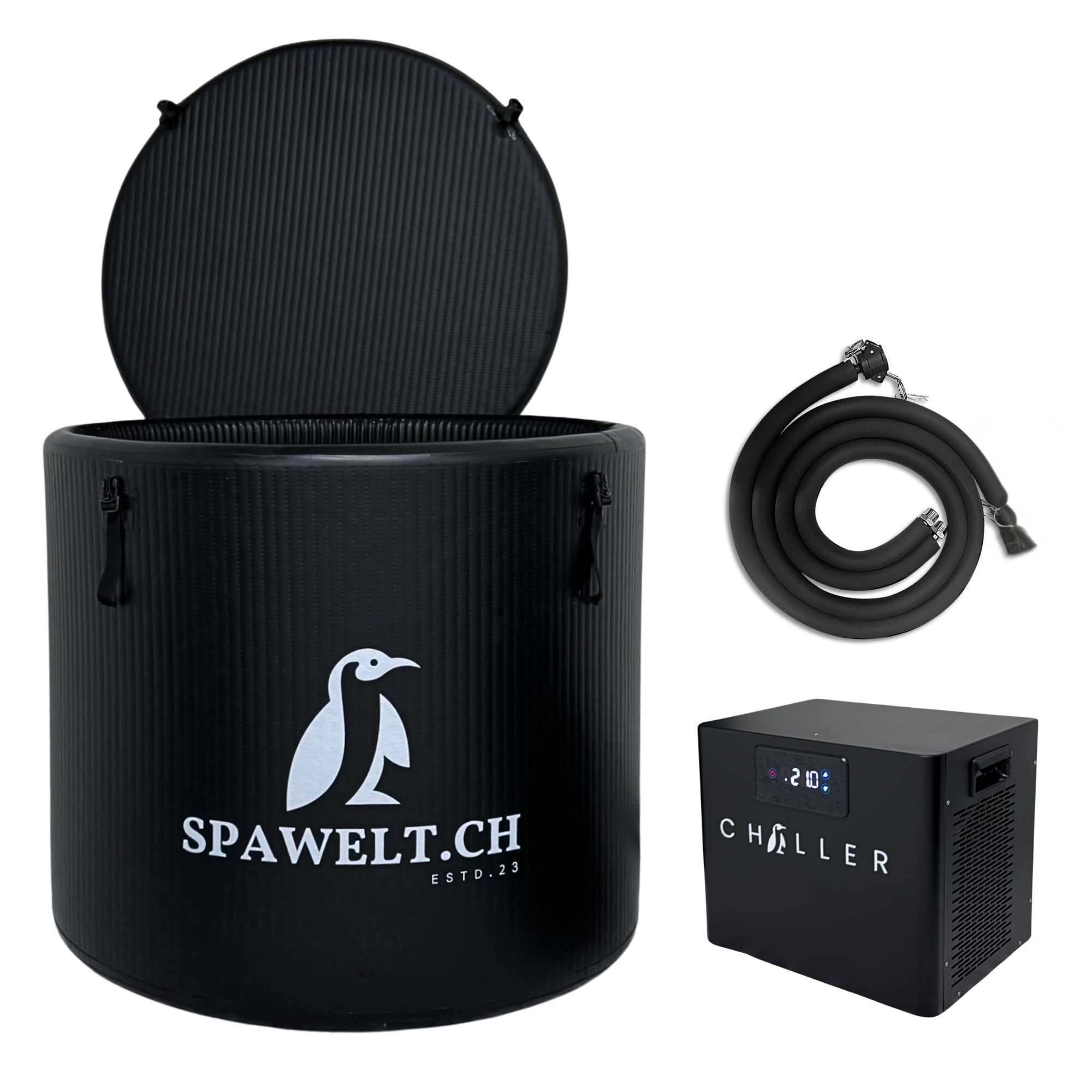 Ice Tub Pro 3 – Eisbad Komplettset 280L mit Chiller Eiskalt V2, Outdoor Cold Plunge mit App-Steuerung & Zubehör