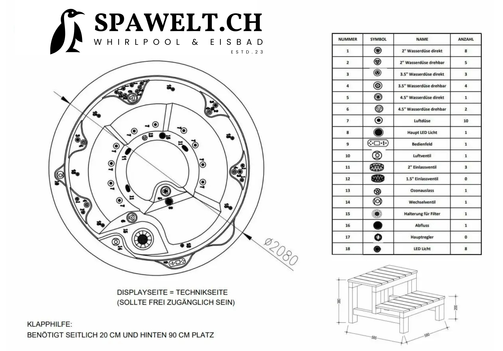 American Whirlpool Outdoor Genova Sterling Silver / Grey 208 x 208 cm USA