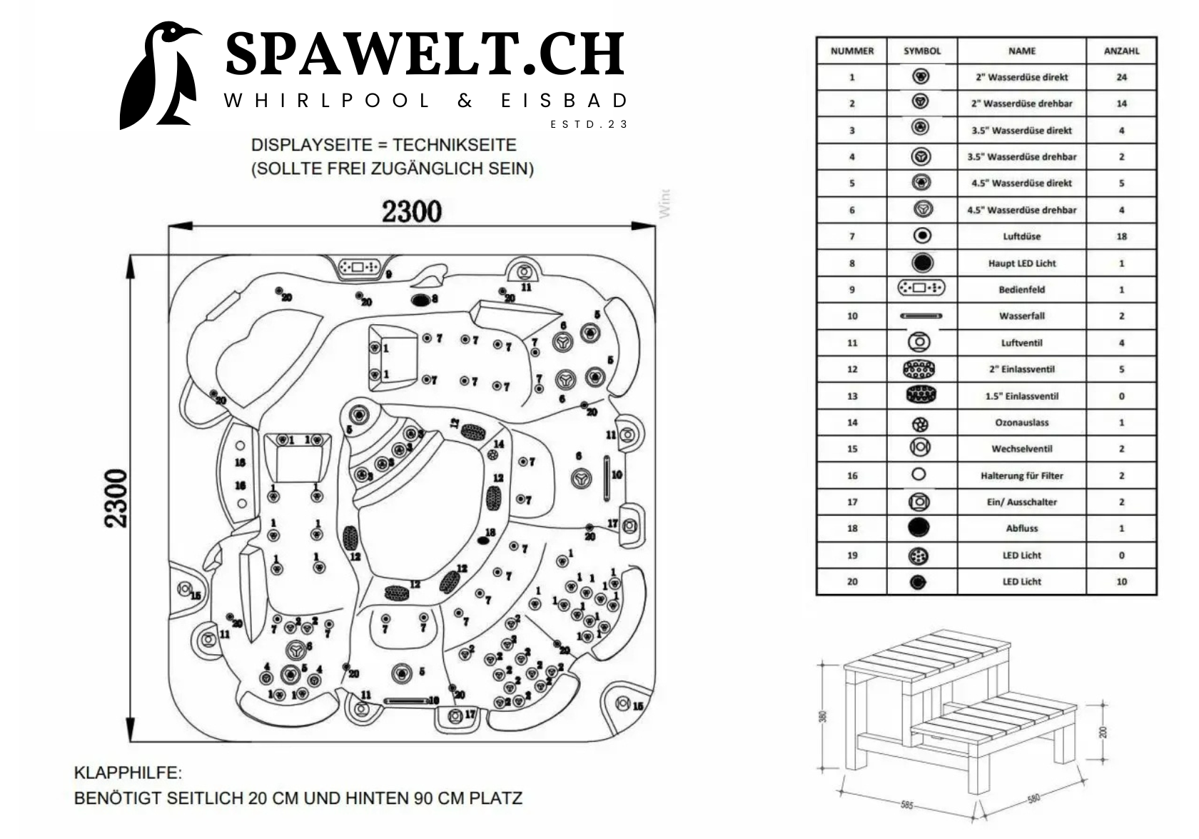 Outdoor Whirlpool, Jacuzzi, Hot Tub schwarz / weiss Roma USA