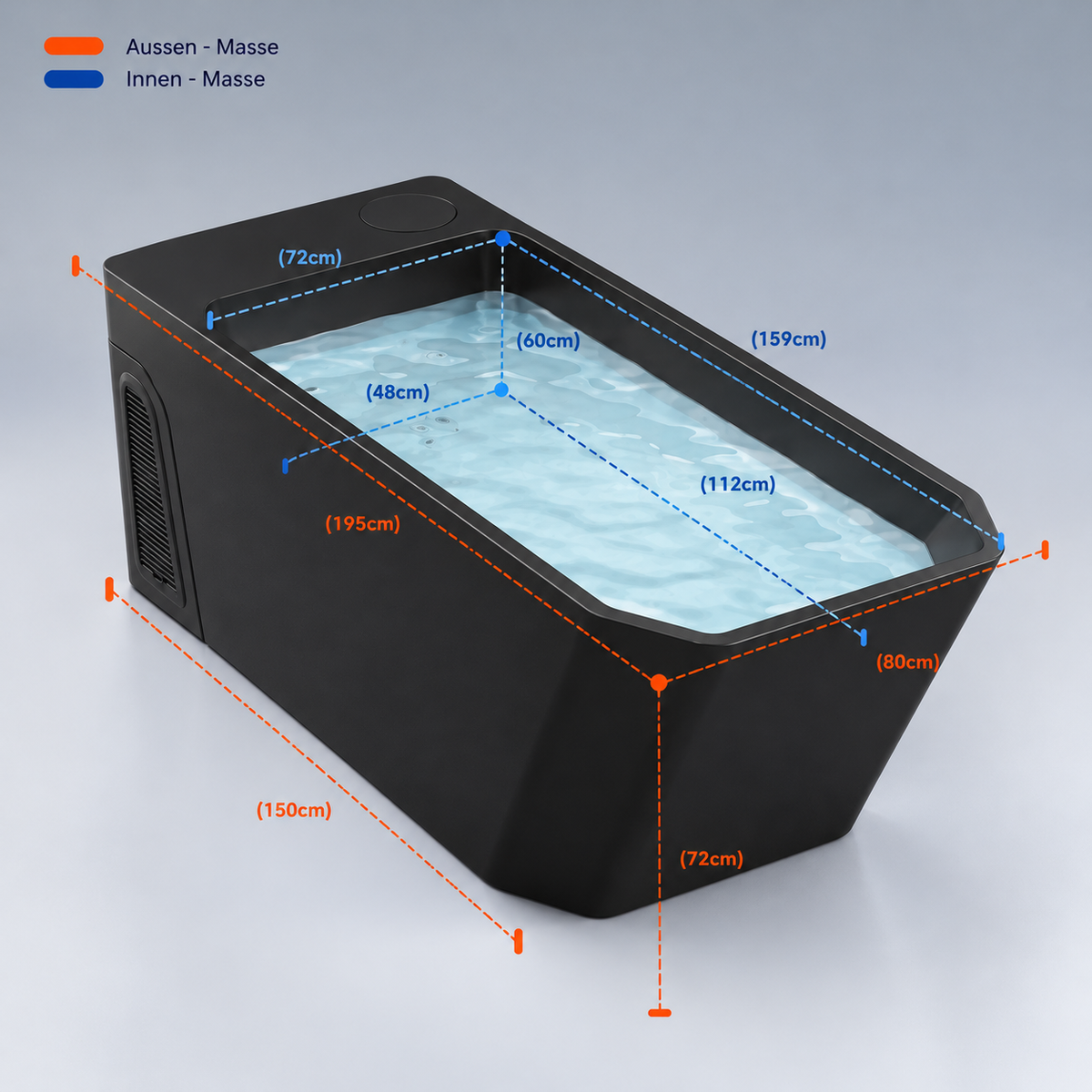 Ice Tub Athletic – Premium Eisbad, kommerzielles Eisbad in schwarz