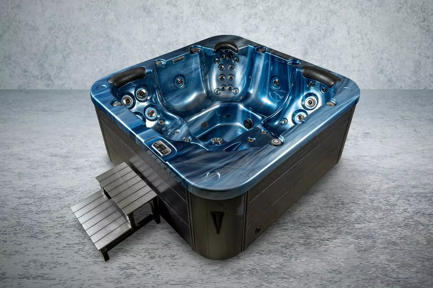 Outdoor Whirlpool, Jacuzzi, Hot Tub blau / schwarz Modena USA