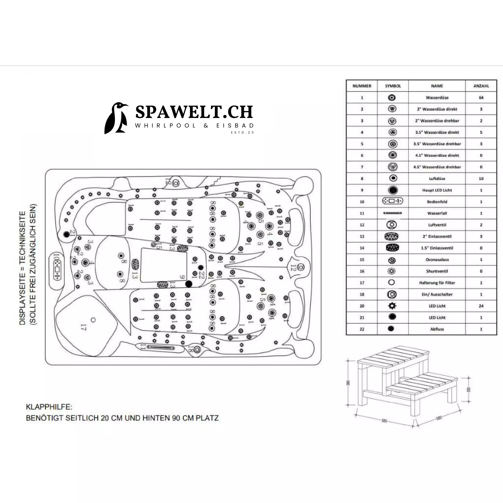Outdoor Whirlpool, Jacuzzi schwarz/weiss Torina USA