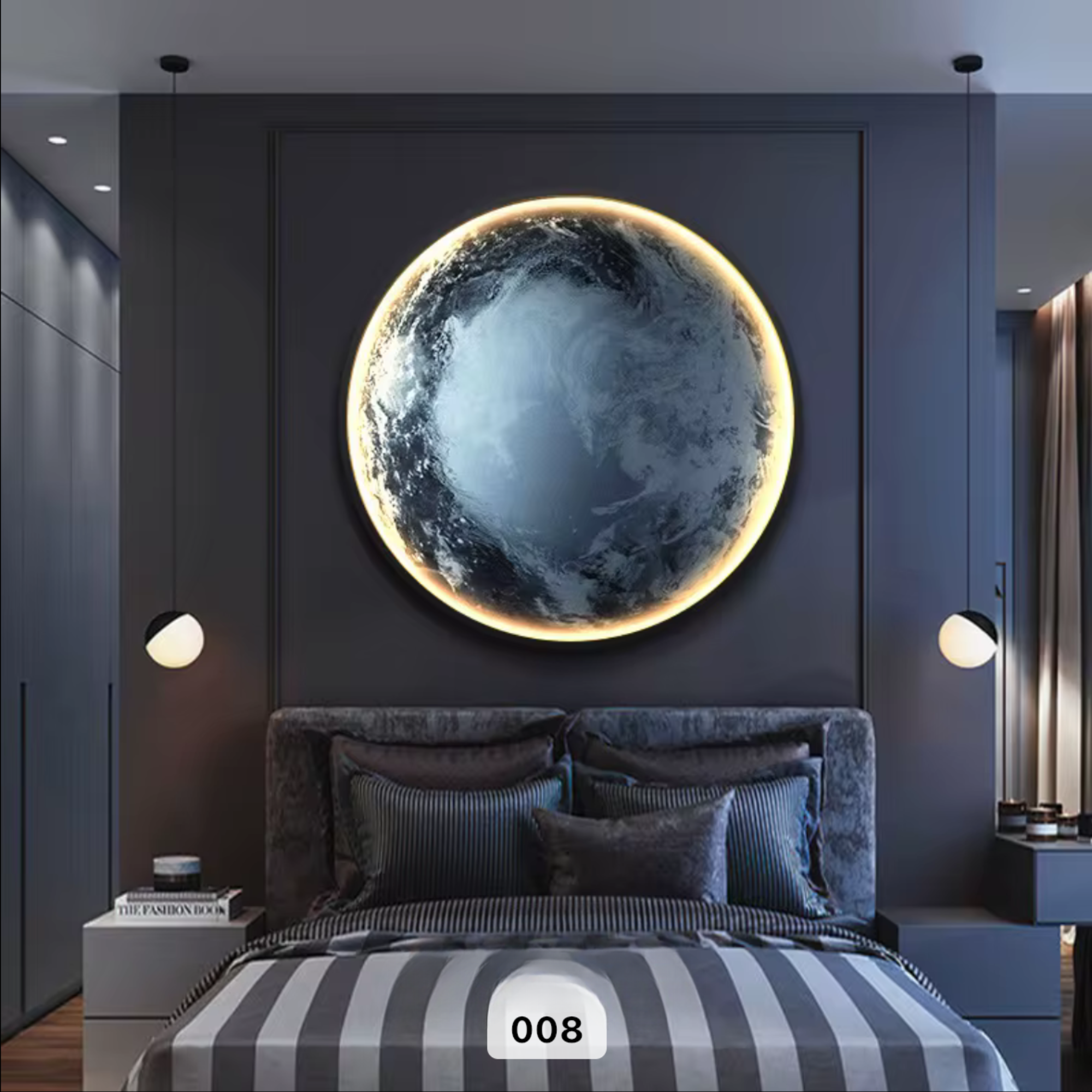 Wanddeko Wandbild mit Beleuchtung LED Starlight Blue Earth 008