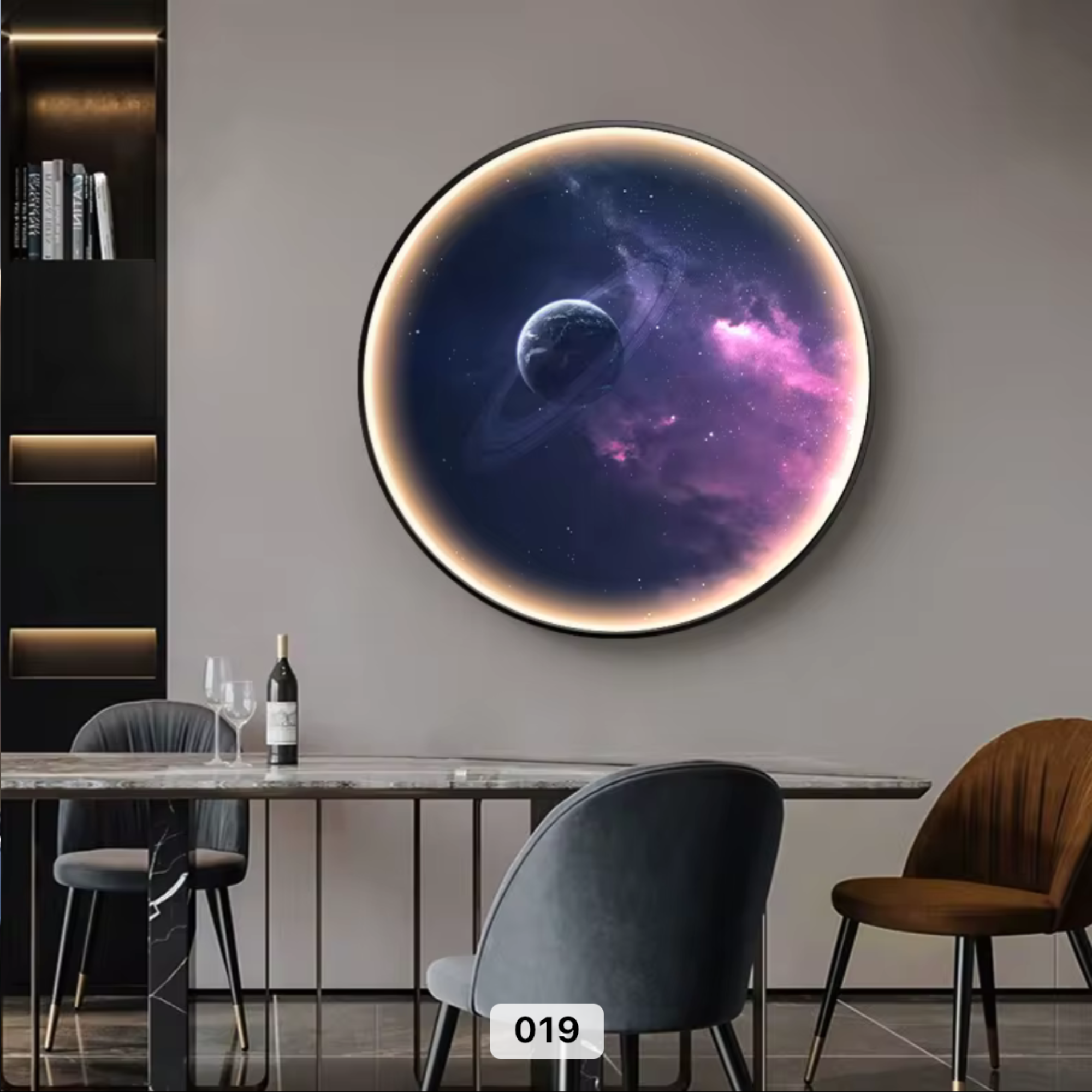 Wanddeko Wandbild mit Beleuchtung LED Starlight Saturn 019