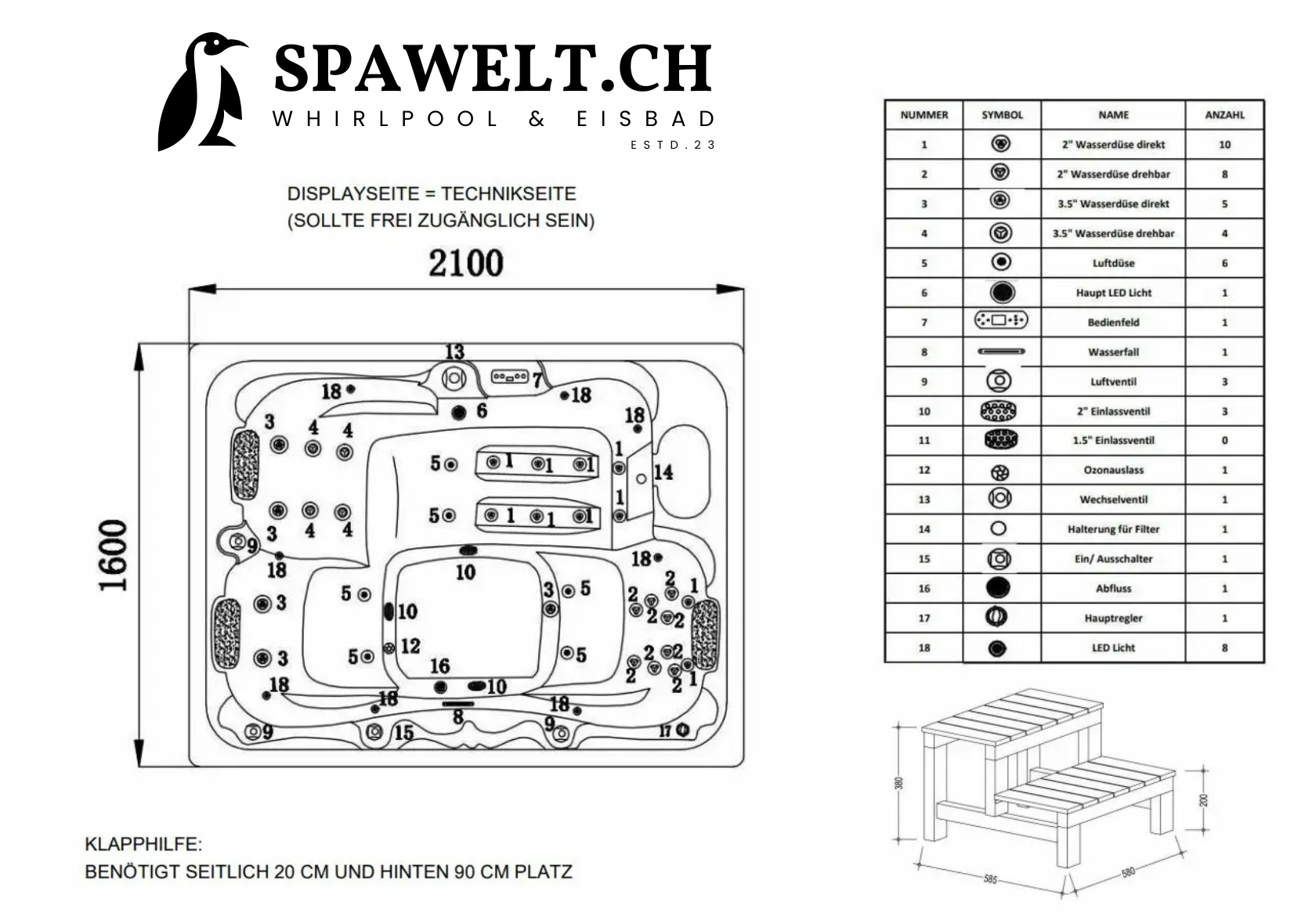 American Whirlpool Outdoor San Marino Sterling Silver / Grey 210x160cm USA